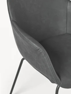 Sedia Con Braccioli In Similpelle Con Seduta Stretta Fiji