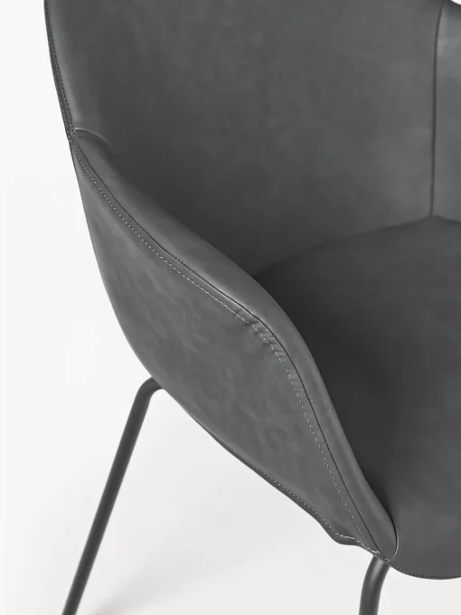 Sedia Con Braccioli In Similpelle Con Seduta Stretta Fiji