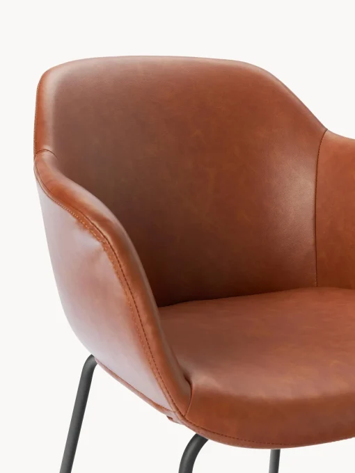 Sedia Con Braccioli In Similpelle Con Seduta Stretta Fiji