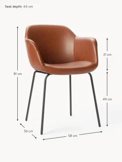 Sedia Con Braccioli In Similpelle Con Seduta Stretta Fiji