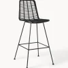 Sedia Da Bar In Polyrattan Con Gambe In Metallo Costa