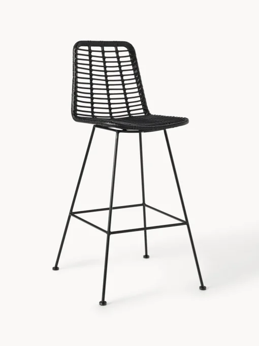 Sedia Da Bar In Polyrattan Con Gambe In Metallo Costa