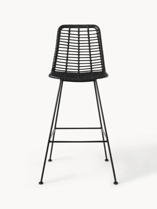 Sedia Da Bar In Polyrattan Con Gambe In Metallo Costa