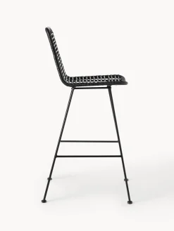 Sedia Da Bar In Polyrattan Con Gambe In Metallo Costa
