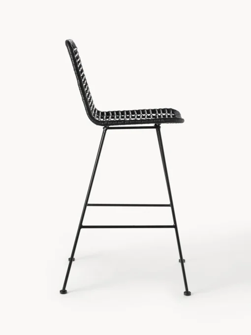 Sedia Da Bar In Polyrattan Con Gambe In Metallo Costa