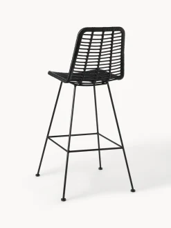 Sedia Da Bar In Polyrattan Con Gambe In Metallo Costa