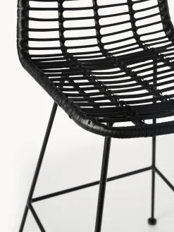 Sedia Da Bar In Polyrattan Con Gambe In Metallo Costa