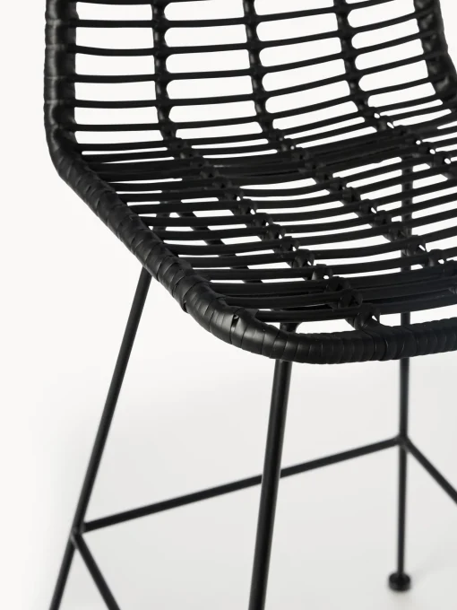 Sedia Da Bar In Polyrattan Con Gambe In Metallo Costa