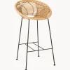 Sedia Da Bar In Rattan Con Gambe In Metallo Yonne
