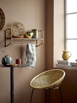 Sedia Da Bar In Rattan Con Gambe In Metallo Yonne