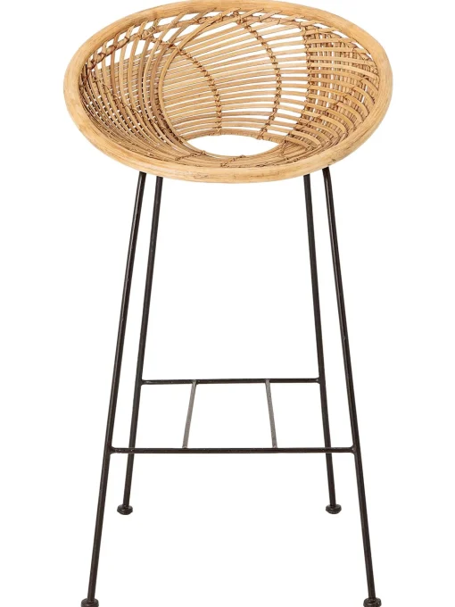 Sedia Da Bar In Rattan Con Gambe In Metallo Yonne