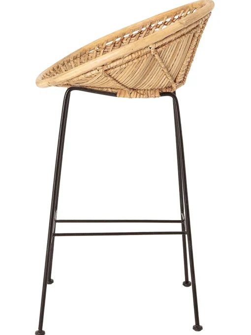 Sedia Da Bar In Rattan Con Gambe In Metallo Yonne