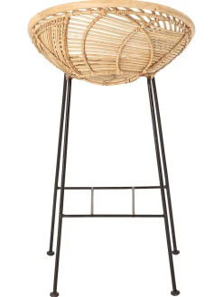 Sedia Da Bar In Rattan Con Gambe In Metallo Yonne
