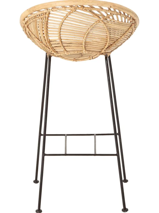 Sedia Da Bar In Rattan Con Gambe In Metallo Yonne