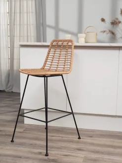 Sedia Da Bar Intrecciata Con Gambe In Metallo Costa