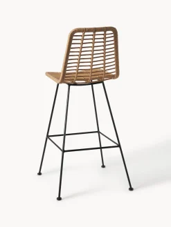 Sedia Da Bar Intrecciata Con Gambe In Metallo Costa