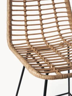 Sedia Da Bar Intrecciata Con Gambe In Metallo Costa