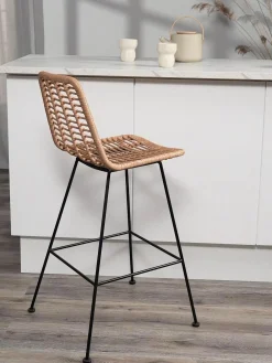 Sedia Da Bar Intrecciata Con Gambe In Metallo Costa