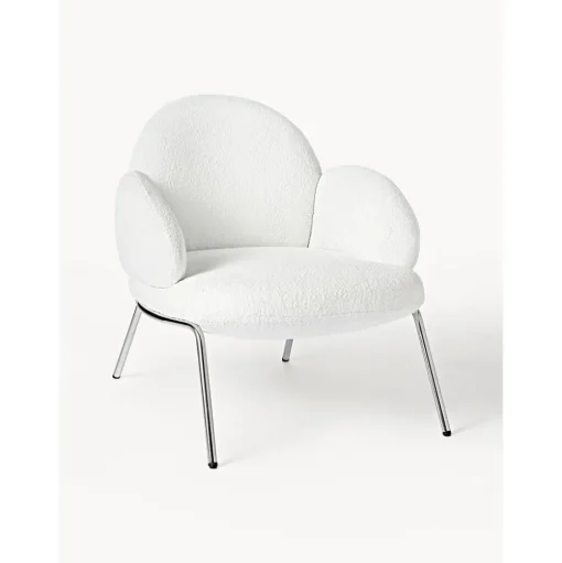 Sedia Da Cocktail In Boucle Con Piedini In Metallo Luan