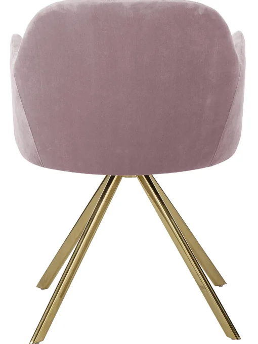 Sedia Girevole In Velluto Rosa Con Braccioli Lola