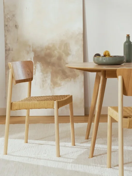 Sedia In Legno Con Seduta In Rattan Danny 2 Pz