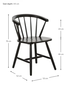 Sedia In Legno Nero Design Windsor Megan 2 Pz
