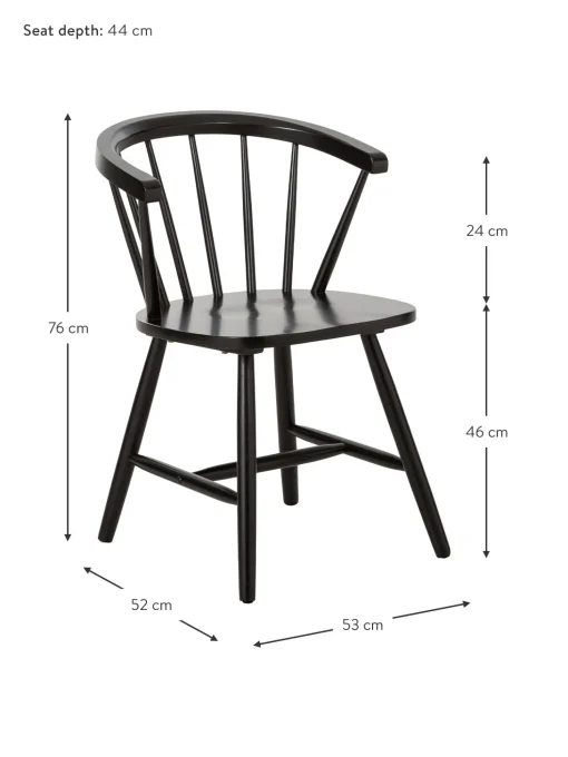 Sedia In Legno Nero Design Windsor Megan 2 Pz