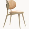 Sedia In Pelle Con Gambe In Legno Rocker, Fatta A Mano