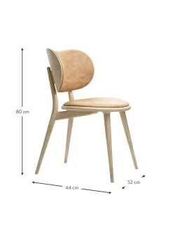 Sedia In Pelle Con Gambe In Legno Rocker, Fatta A Mano