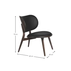 Sedia In Pelle Con Gambe In Legno Rocker, Fatta A Mano