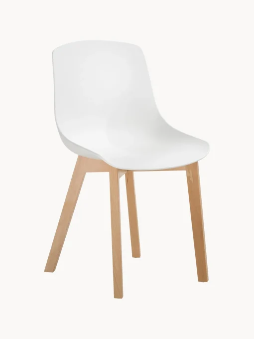 Sedia In Plastica Con Gambe In Legno Dave 2 Pz