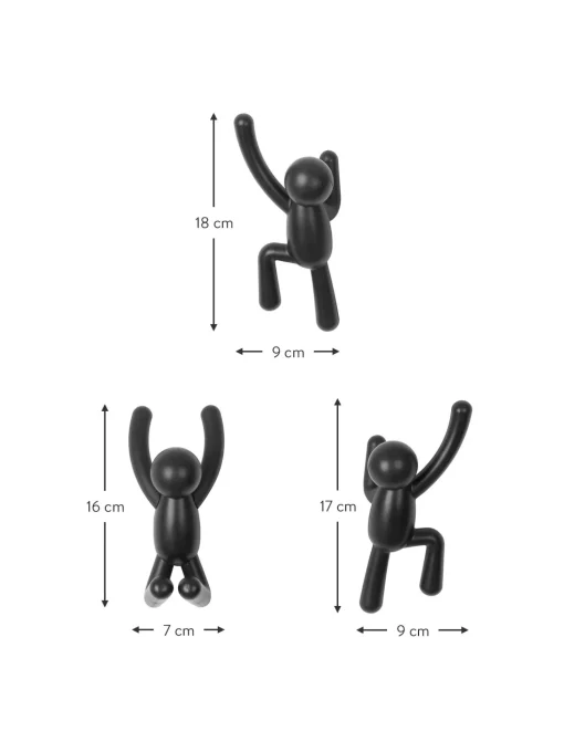 Set 3 Ganci Appendiabiti Da Parete Buddy