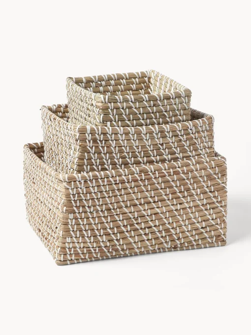 Set 3 Scatole Portaoggetti In Fibra Naturale Aleya
