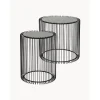Set 2 Tavolini Da Salotto Con Piano In Vetro Wire