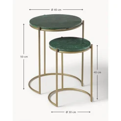 Set 2 Tavolini In Marmo Ella