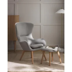 Sgabello Imbottito Con Gambe In Legno Wing