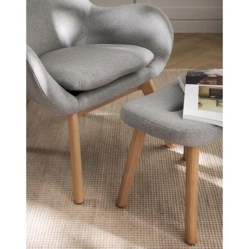 Sgabello Imbottito Con Gambe In Legno Wing