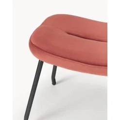 Sgabello Imbottito In Velluto Con Gambe In Metallo Wing