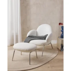Sgabello In Boucle Con Piedini In Metallo Luan