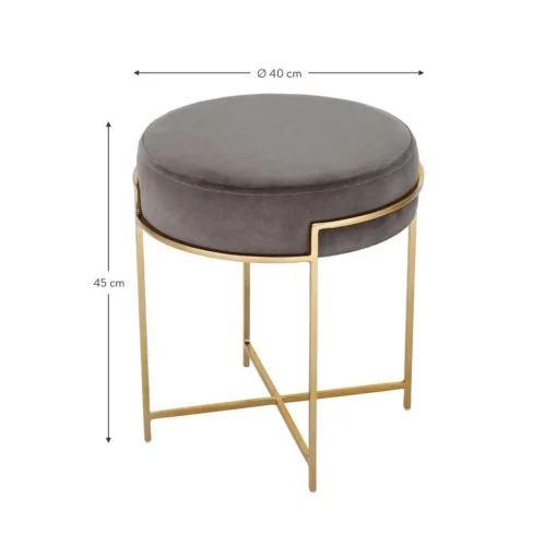 Sgabello In Velluto Con Struttura In Metallo Madeleine