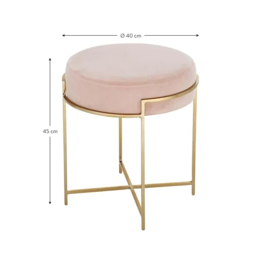 Sgabello In Velluto Con Struttura In Metallo Madeleine