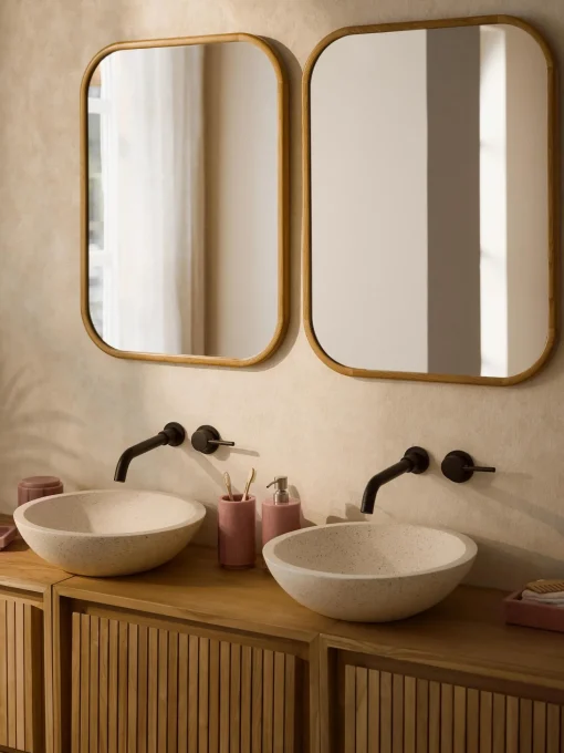 Specchio Da Parete Con Cornice In Legno Di Quercia Levan