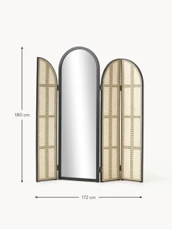 Specchio Da Terra Con Paravento In Rattan Aura