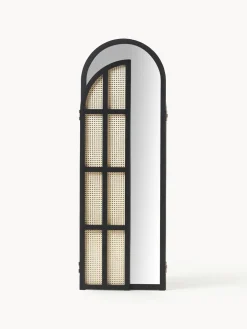 Specchio Da Terra Con Paravento In Rattan Aura