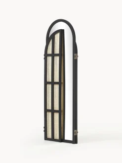 Specchio Da Terra Con Paravento In Rattan Aura