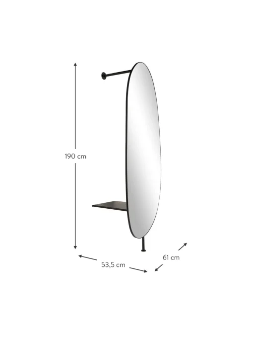 Specchio Moderno Da Parete Con Ripiano In Metallo Ophelia