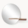 Specchio Rotondo Da Parete Con Mensola In Legno Sandro