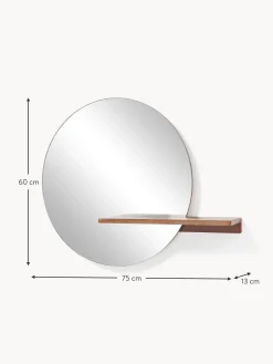 Specchio Rotondo Da Parete Con Mensola In Legno Sandro