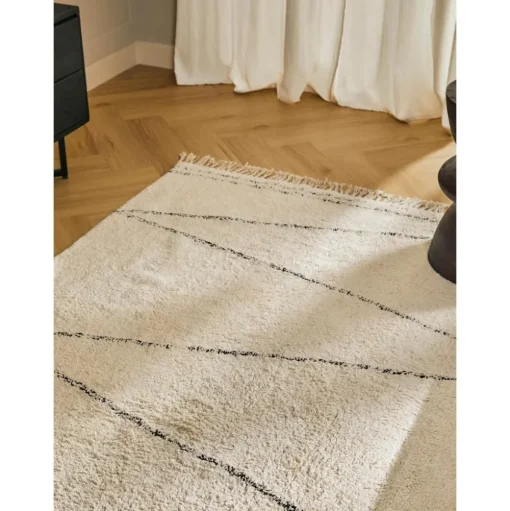 Tappeto In Cotone Fatto A Mano Con Motivo A Zigzag E Frange Asisa