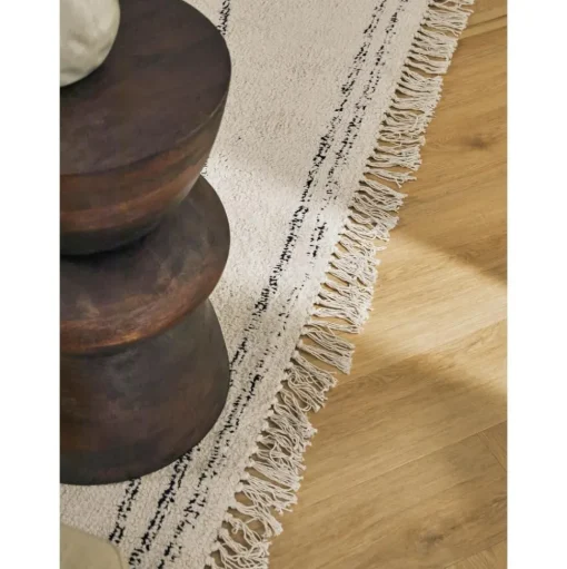 Tappeto In Cotone Fatto A Mano Con Motivo A Zigzag E Frange Asisa